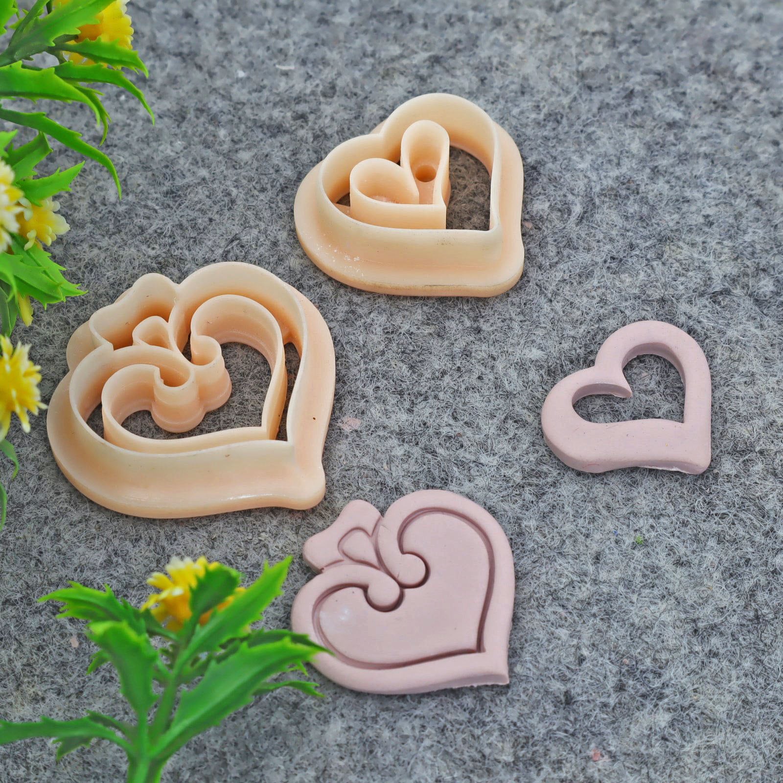 Valentine Heart embossed clay cutter, polymer clay cutter for earring making #691