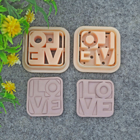 Valentine LOVE letters embossed clay cutter, polymer clay cutter for earring making #698