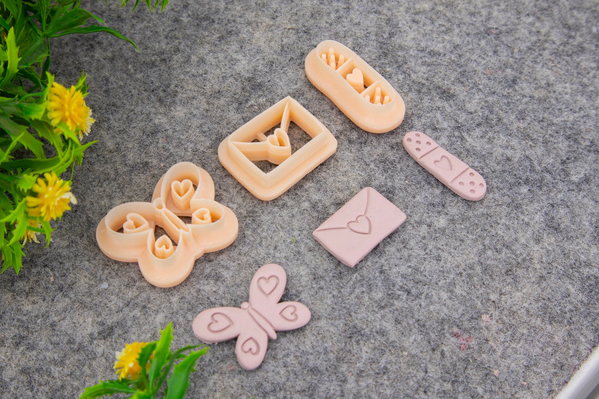 Valentine love butterfly, love latter embossed clay cutter, polymer clay cutter for earring making #702