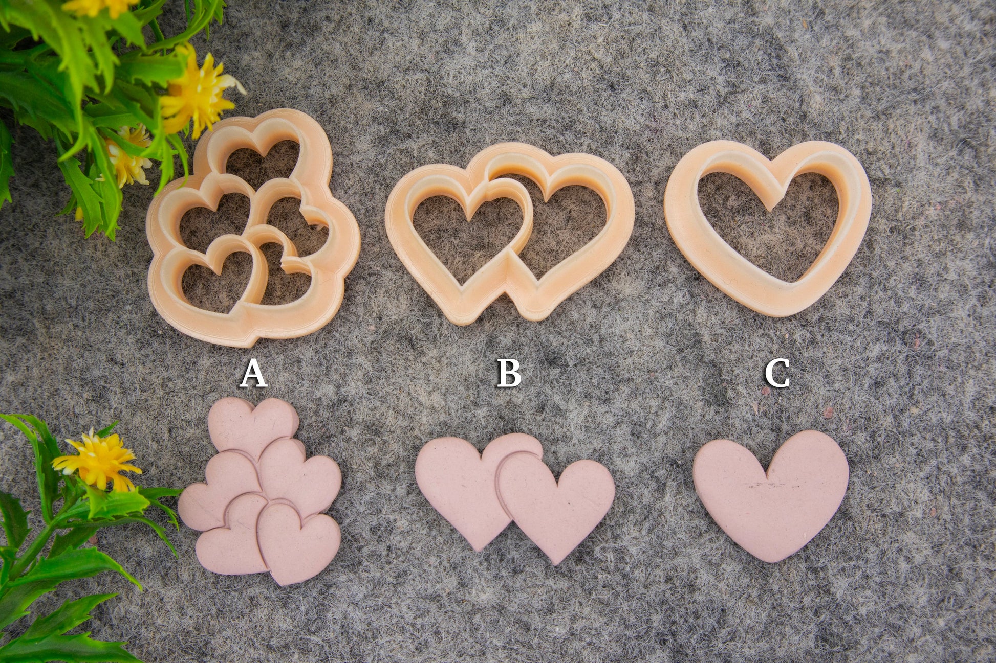 Valentine heart embossed clay cutter, polymer clay cutter for earring making #693