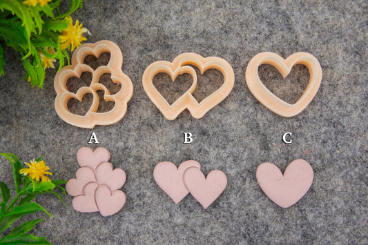 Valentine heart embossed clay cutter, polymer clay cutter for earring making #693