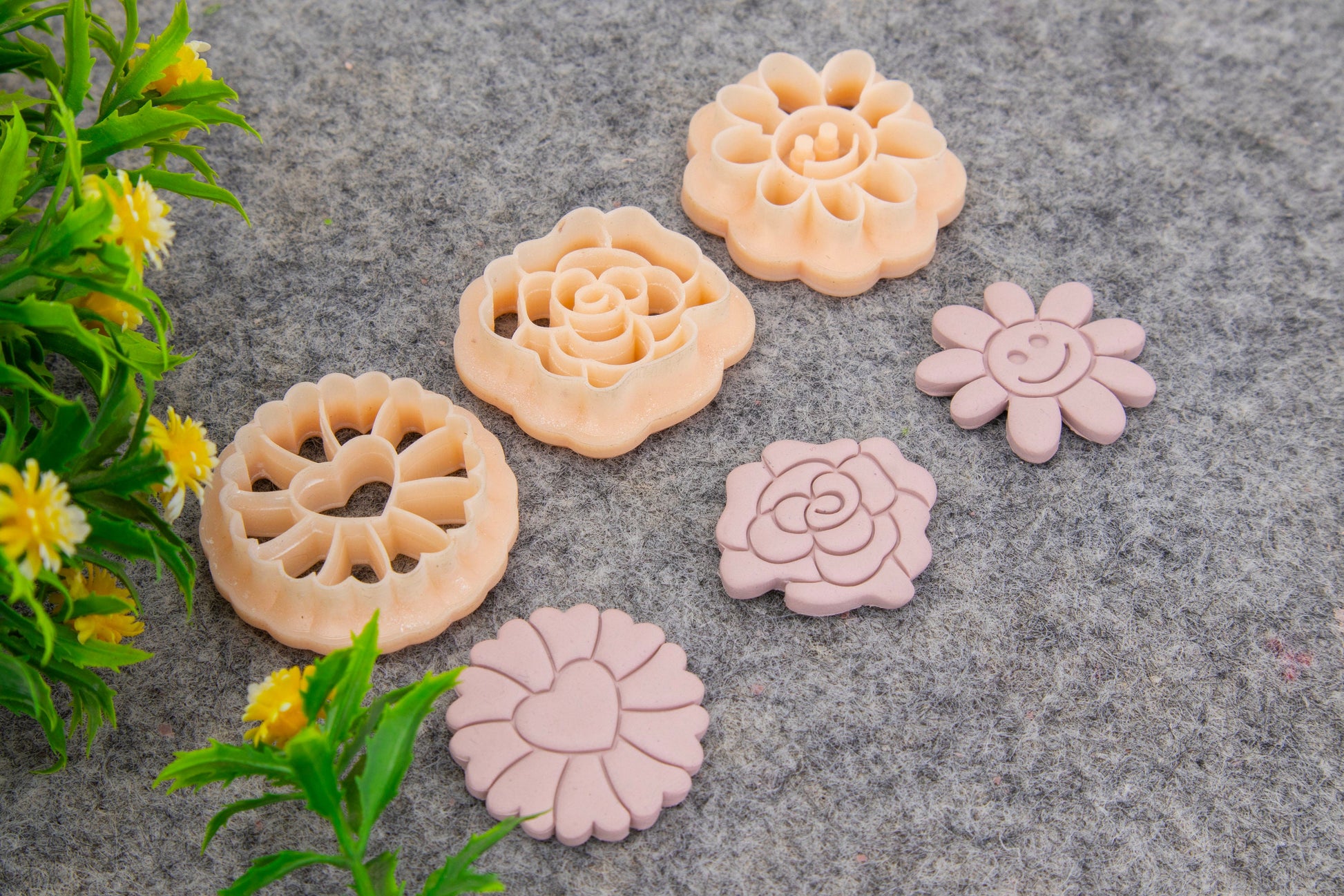 Valentine heart flowers embossed clay cutter, polymer clay cutter for earring making #700