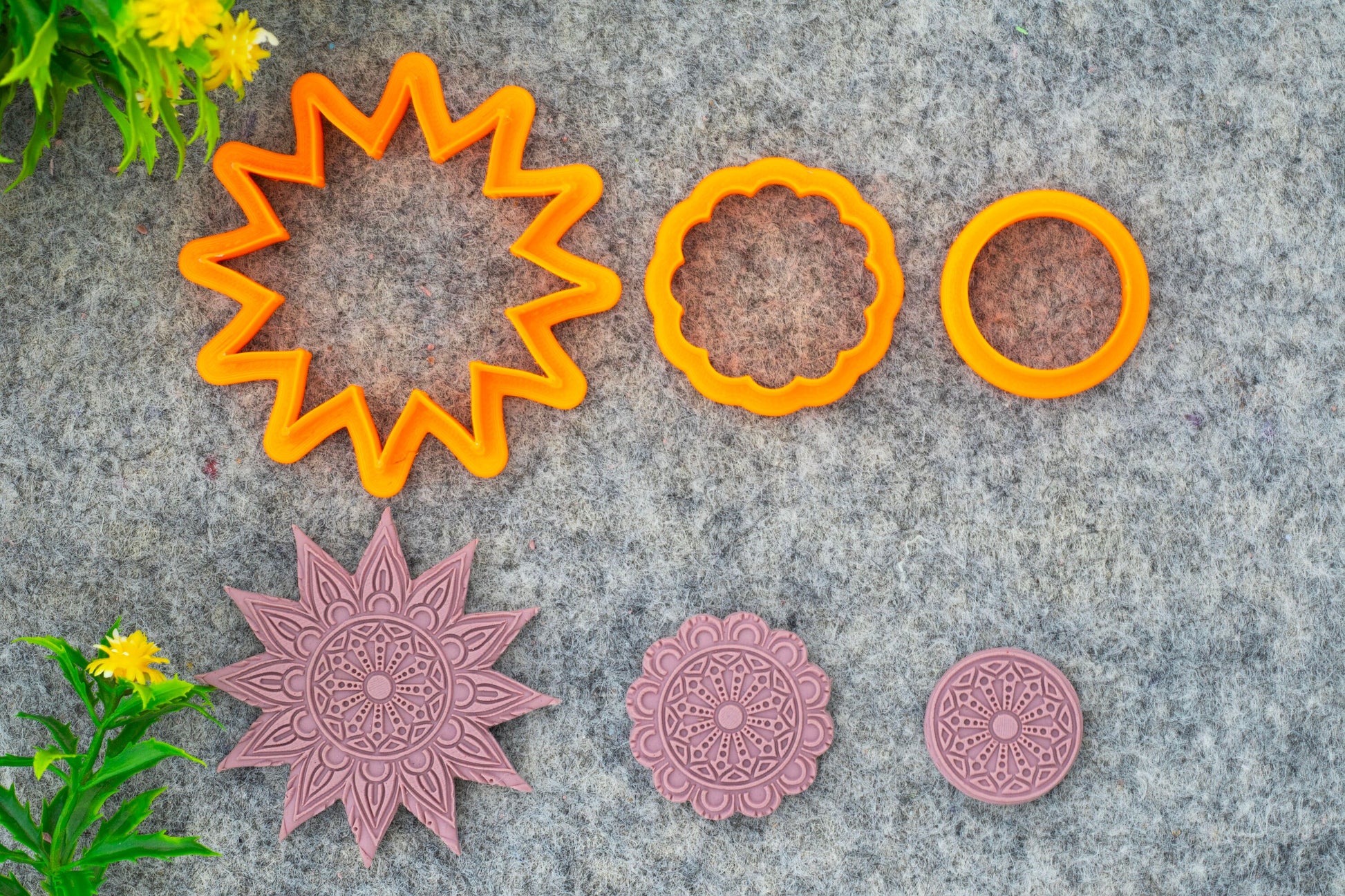 Mandala with Cutter Texture mat for polymer clay, Polymer Clay Rubber Texture mat, Texture Tile mats, Fimo, Sculpey, Cernit