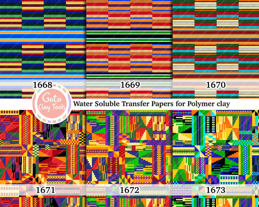 Water soluble Transfer paper for polymer clay, African Kente pattern, polymer clay image transfers, magic transfer paper