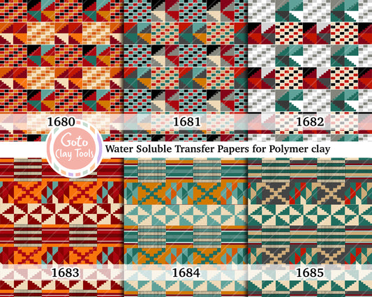 Water soluble Transfer paper for polymer clay, African Kente pattern, polymer clay image transfers, magic transfer paper