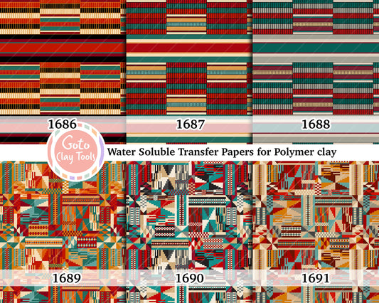 Water soluble Transfer paper for polymer clay, African Kente pattern, polymer clay image transfers, magic transfer paper