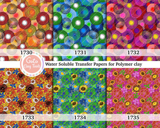 Water soluble Transfer paper for polymer clay, African Ankara pattern, polymer clay image transfers, magic transfer paper