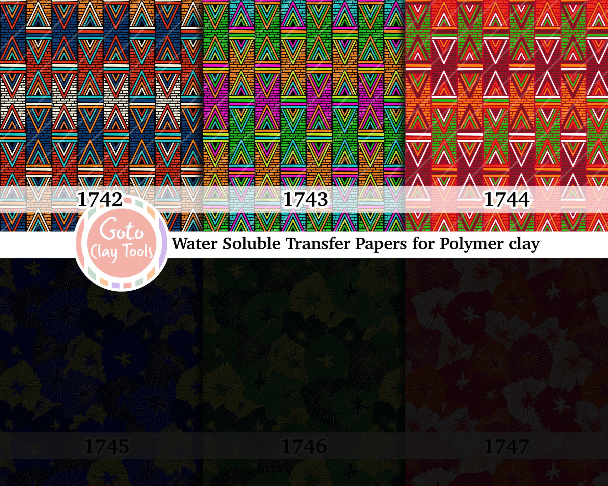 Water soluble Transfer paper for polymer clay, African Ankara pattern, polymer clay image transfers, magic transfer paper