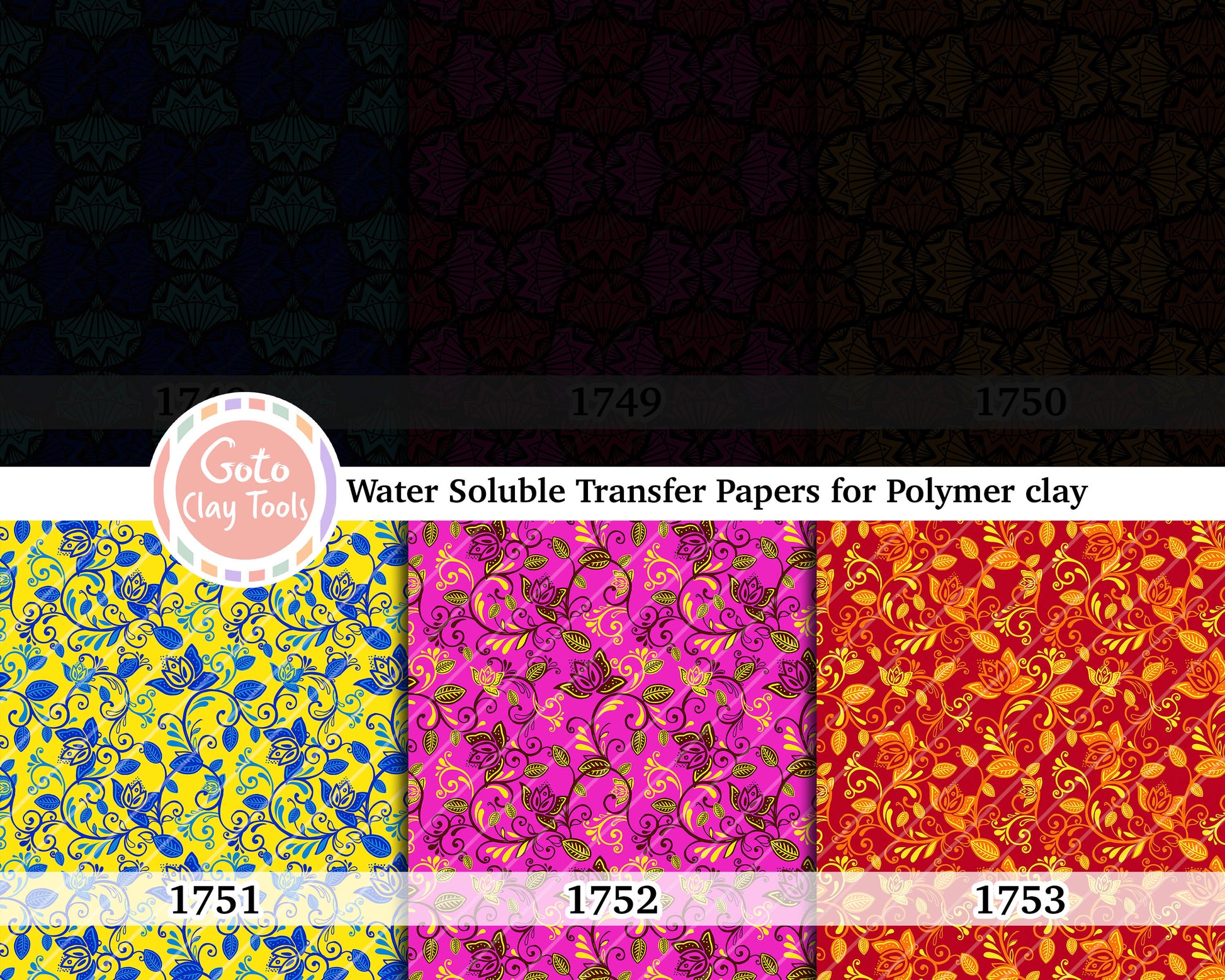 Water soluble Transfer paper for polymer clay, African Ankara pattern, polymer clay image transfers, magic transfer paper