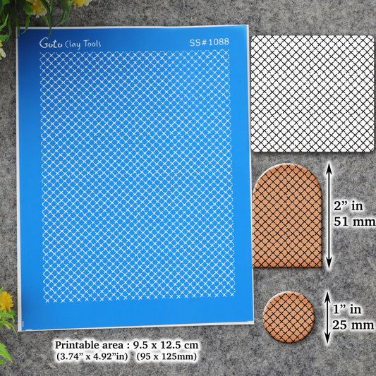 Cross Chex pattern Silkscreen for Polymer Clay Earring making, Clay Stencils, Clay Earring Silkscreen, Polymer Clay Supplies SS#1088