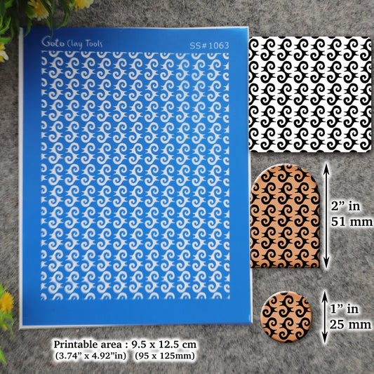 Japanese abstract pattern Silkscreen for Polymer Clay Earring making, Clay Stencils, Clay Earring Silkscreen, Polymer Clay Supplies SS#1063