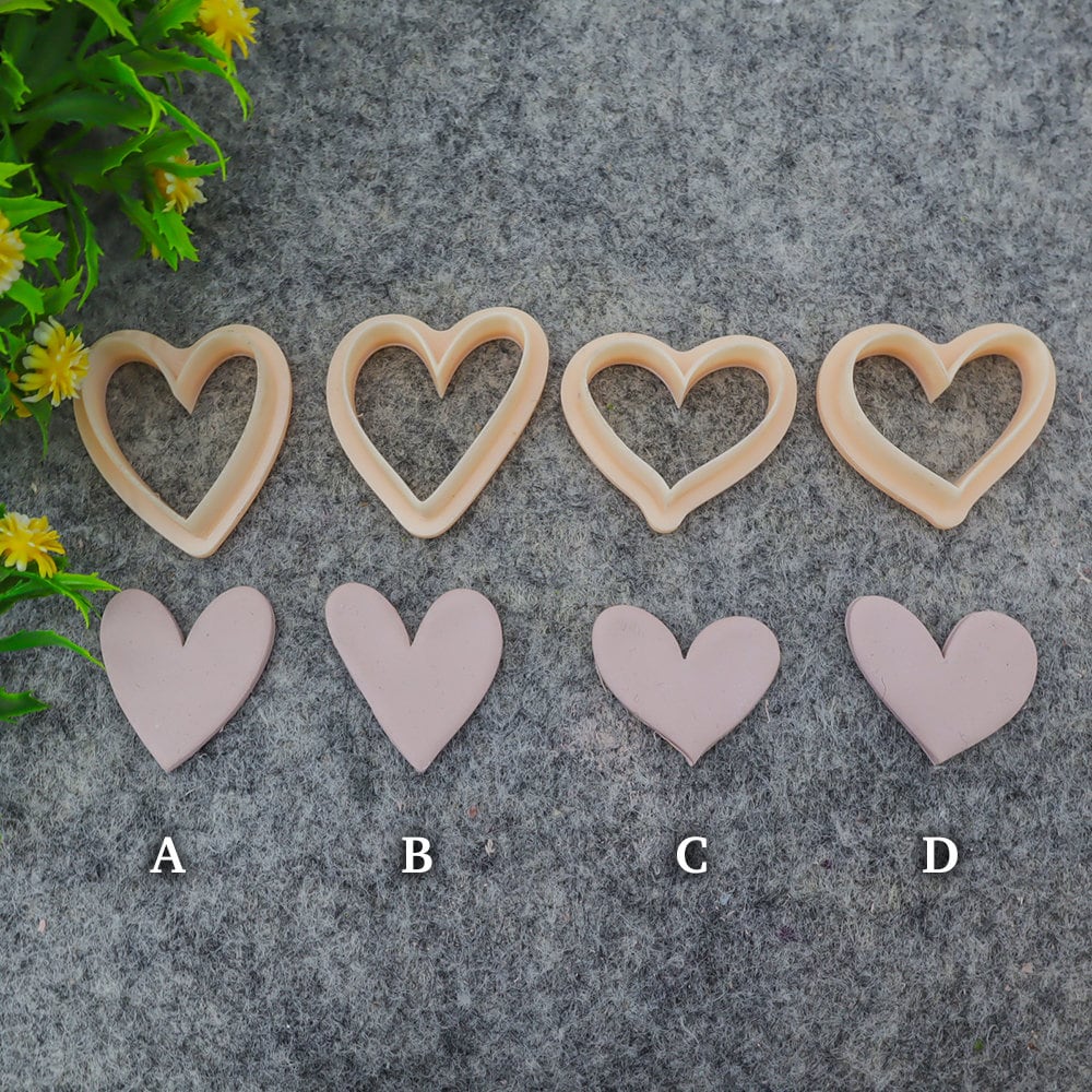Valentine heart clay cutter, polymer clay cutter for earring making #707-4