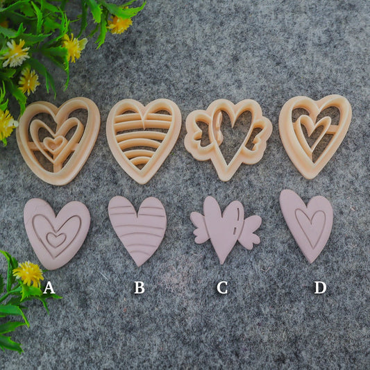 Valentine heart embossed clay cutter, polymer clay cutter for earring making #707-5