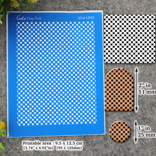 X cross pattern Silkscreen for Polymer Clay Earring making, Clay Stencils, Clay Earring Silkscreen, Polymer Clay Supplies SS#1095