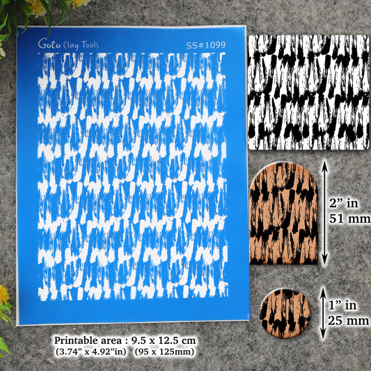 Abstract strokes pattern Silkscreen for Polymer Clay Earring making, Clay Stencils, Clay Earring Silkscreen, Polymer Clay Supplies SS#1099