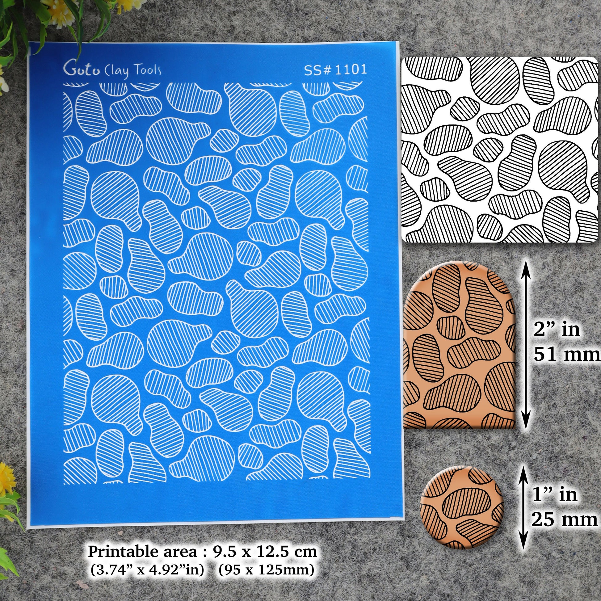 Stone tile pattern Silkscreen for Polymer Clay Earring making, Clay Stencils, Clay Earring Silkscreen, Polymer Clay Supplies SS#1101