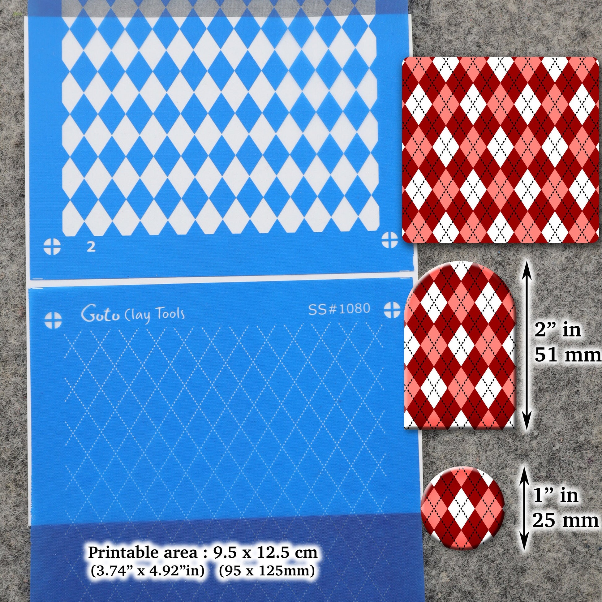 3 Layers argyle pattern Silkscreen for Polymer Clay Earring making, Clay Stencils, Clay Earring Silkscreen, Polymer Clay Supplies SS#1080