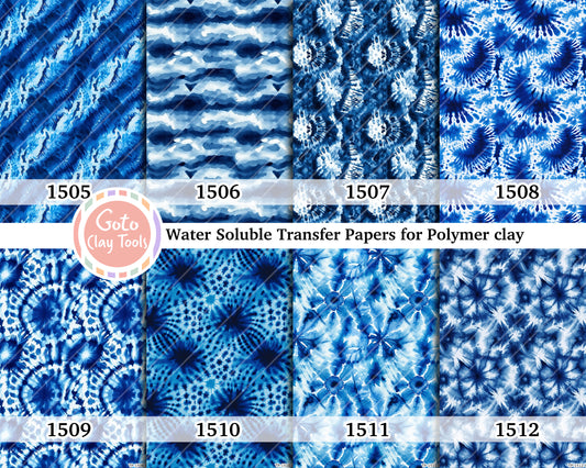 Water soluble Transfer paper for polymer clay, Navy blue tie dye, polymer clay image transfers, magic transfer paper