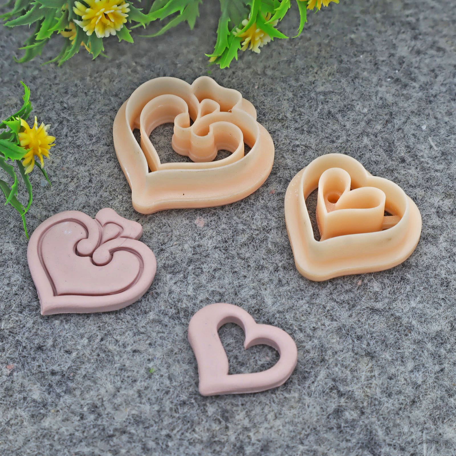 Valentine Heart embossed clay cutter, polymer clay cutter for earring making #691