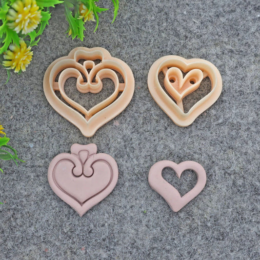 Valentine Heart embossed clay cutter, polymer clay cutter for earring making #691