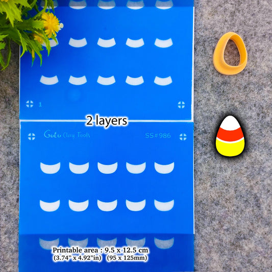 2 colors Candy corn Silkscreen with cutter for Polymer Clay Earring making, Clay Stencils, Clay Earring Silkscreen, #986
