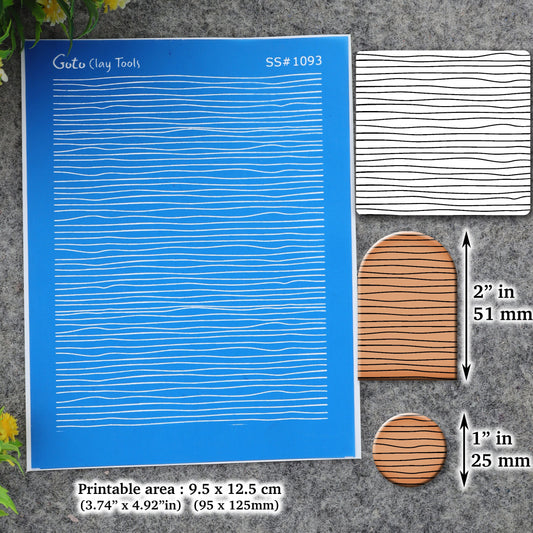 Wavy line pattern Silkscreen for Polymer Clay Earring making, Clay Stencils, Clay Earring Silkscreen, Polymer Clay Supplies SS#1093