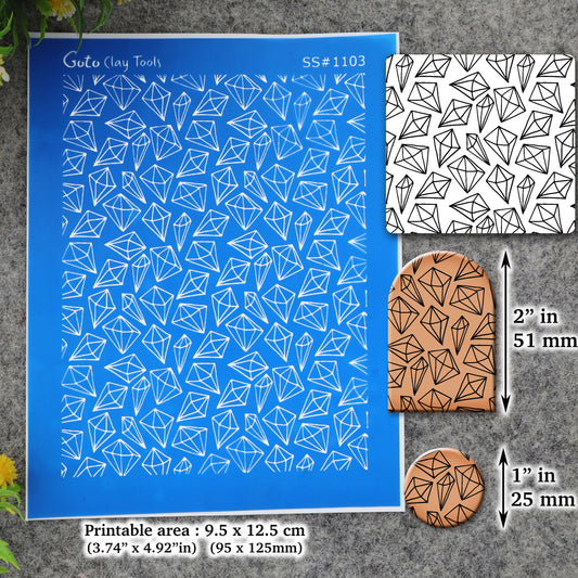 Diamond pattern Silkscreen for Polymer Clay Earring making, Clay Stencils, Clay Earring Silkscreen, Polymer Clay Supplies SS#1103