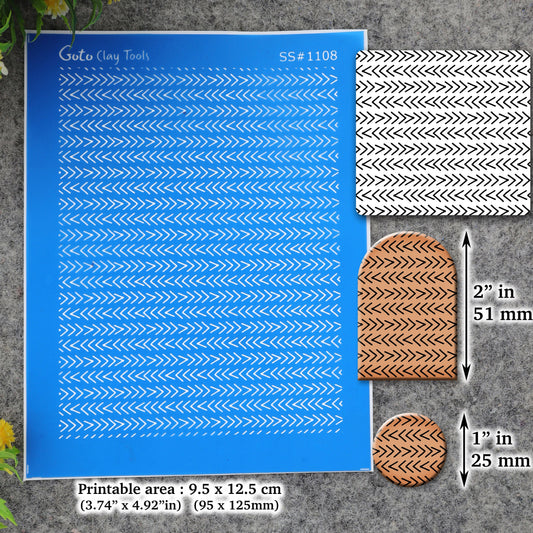 Ethnic stripes pattern Silkscreen for Polymer Clay Earring making, Clay Stencils, Clay Earring Silkscreen, Polymer Clay Supplies SS#1108
