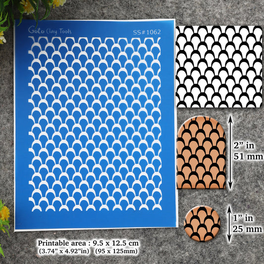 Fish Scale pattern Silkscreen for Polymer Clay Earring making, Clay Stencils, Clay Earring Silkscreen, Polymer Clay Supplies SS#1062