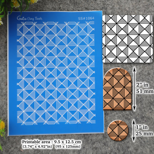 African geometric pattern Silkscreen for Polymer Clay Earring making, Clay Stencils, Clay Earring Silkscreen, Polymer Clay Supplies SS#1064