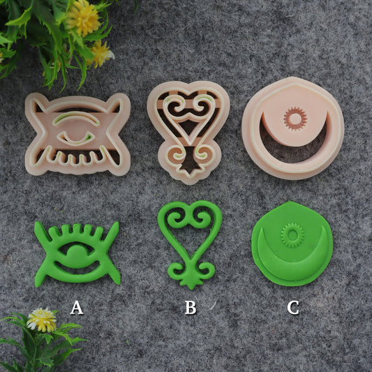 Adinkra symbol clay cutter, earring polymer clay cutter, kojo baiden symbol cutter, Sankofa symbol cutter Polymer clay tools #710-set-2
