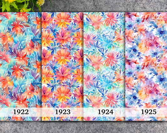 Water soluble Transfer paper for polymer clay, Blue and red watercolor floral pattern, polymer clay image transfers, magic transfer paper